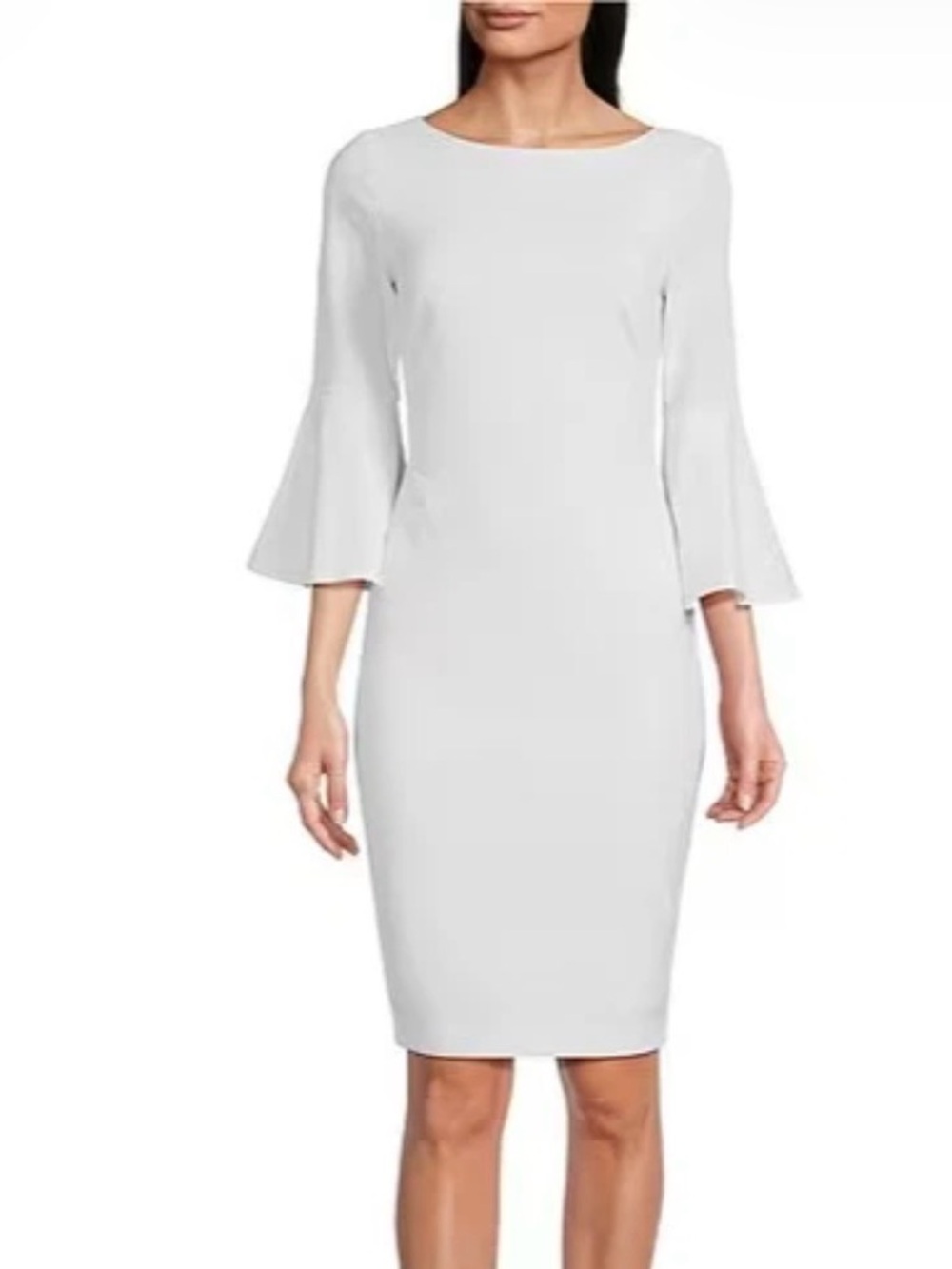 Tommy Hilfiger White Midi Sheath Dress with Bell Sleeves NWOT